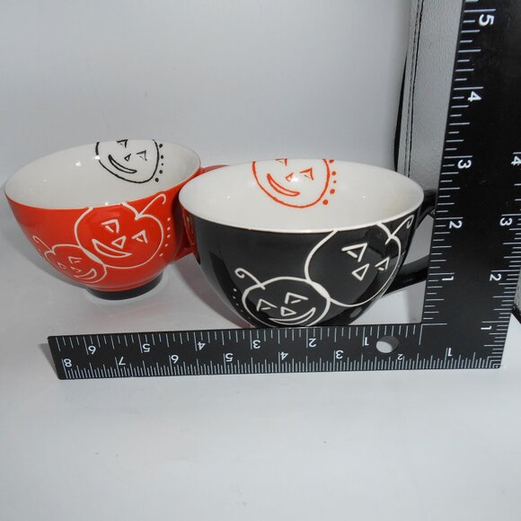 STARBUCKS 2007 HALLOWEEN MUG SET JACK O’ LANTERN BLACK ORANGE PUMPKIN 10 OZ CUP - Picture 10 of 12